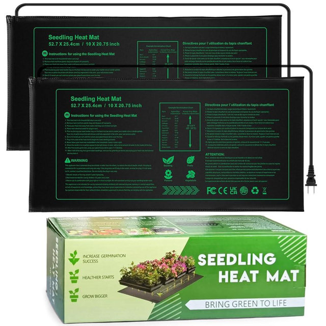 NAMOTEK 2 Pack Seedling Heat Mat, Durable Waterproof Seed Germination Heating Mat, Warm Hydroponic Plant Heating Pad