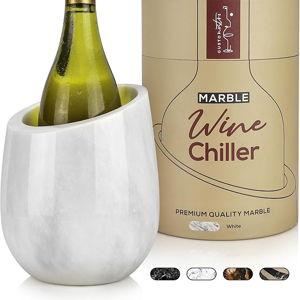 Gusto Nostro Marble Wine Chiller Bucket - 750ml Wine Bottle Cooler and Champagne Chiller for Party, Kitchen, Bar Cart Decor to Chill & Keep Bottles Cold with Unique Wine Lovers Gift Box (White)