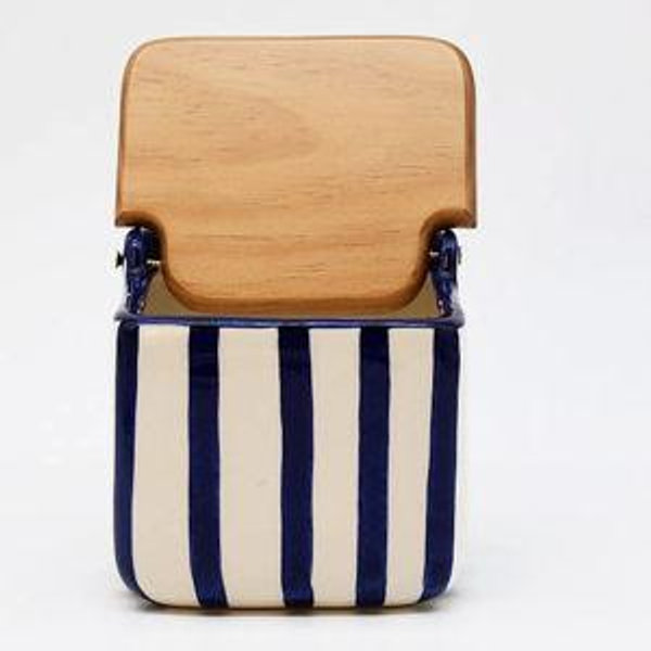 Blue & white striped kitchen box I Tableware from Portugal