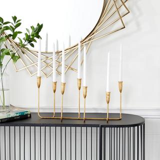 Golden Contemporary 7-Candlestick Holder