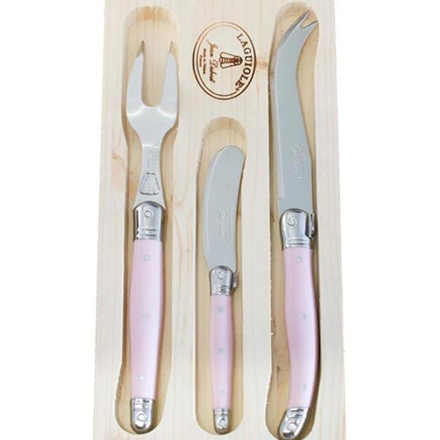 Jean Dubost Laguiole Cheese Knife Butter Spreader Sets, Stainless Steel Blades, Pink