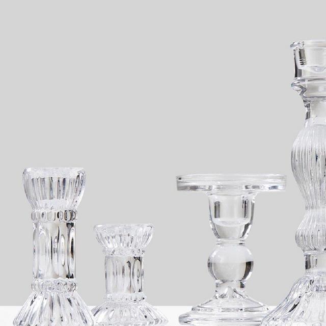 6 Piece Glass Tabletop Candlestick Set (Set of 6)