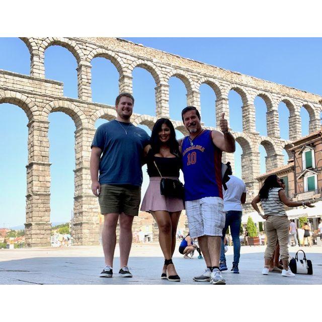 Hanging out in front of the Roman Aqueduct in Segovia, Spain
