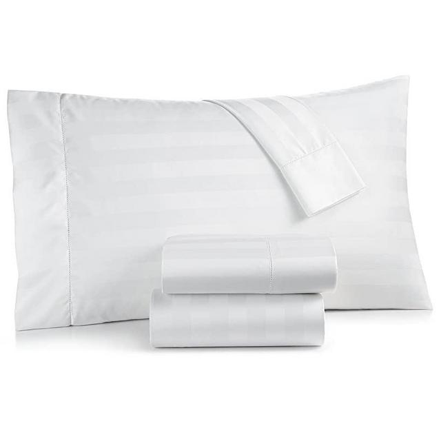 Charter Club Damask Stripe King 4-Pc Sheet Set, 550 Thread Count Pure Supima Cotton (White)