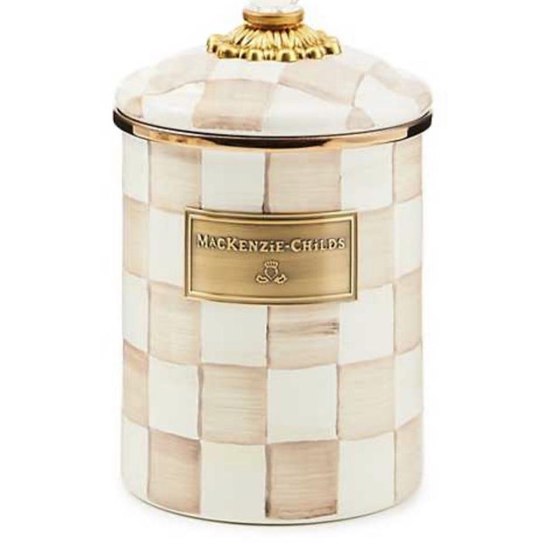 Large Mocha Check Canister