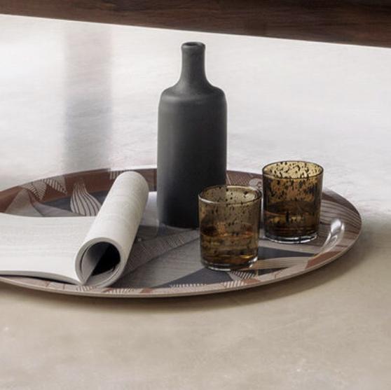 Le Jacquard Français-Tray Nature Sauvge Green Ø19" Wood / 100% birch