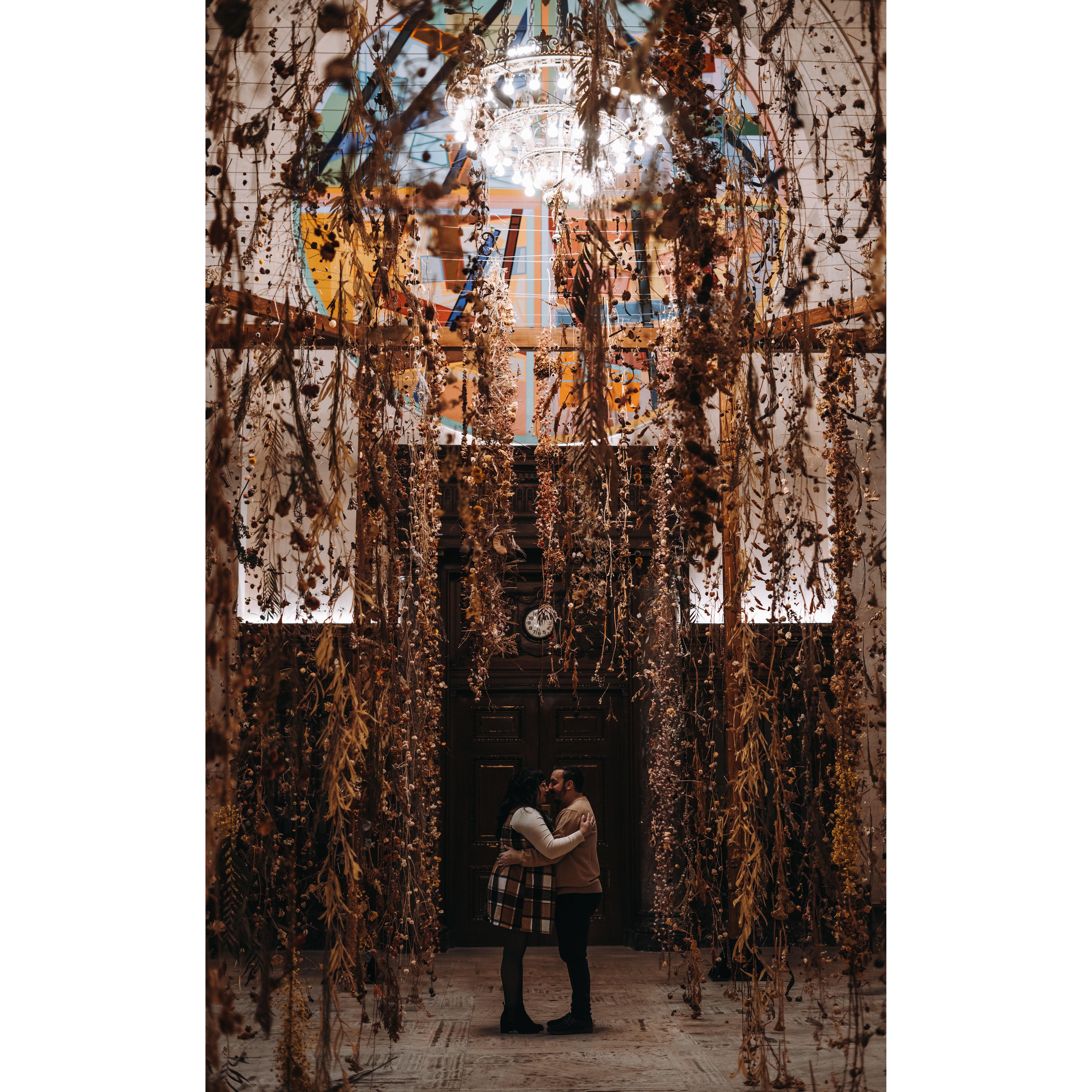 Part of our Engagement Photos at the Cleveland Public Library