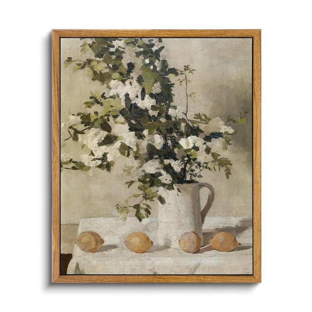 VIYYIEA Framed Vintage Wall Art Room Decor, Vintage Flower Wall Painting Canvas Prints, Farmhouse Bathroom Wall Decor, Farmhouse Decor Pictures Decorations for Living Room 9"x11"