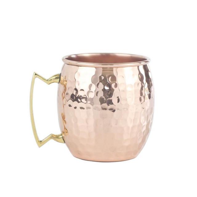 Set of 4 Original Hammered: 16oz Copper Moscow Mule Mug with Brass Handle by Copper Mug Co.