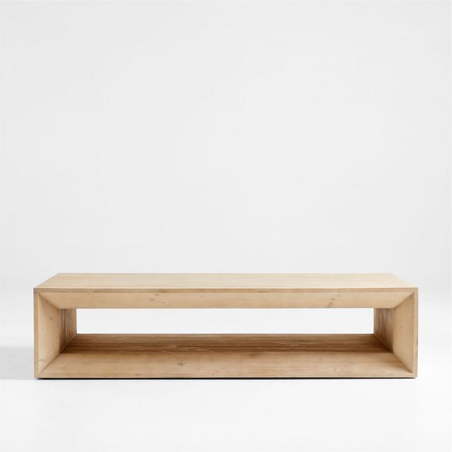 Vernon Large Rectangular Natural 68" Pine Wood Coffee Table with Shelf