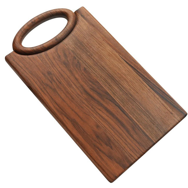 Oval Handle American Black Walnut Cutting Board – Premium Wooden Chopping Block for Kitchen & Serving – Durable Knife-Friendly & Stylish Design Charcuterie Board-16x9x0.8 in - Woodie Poppins