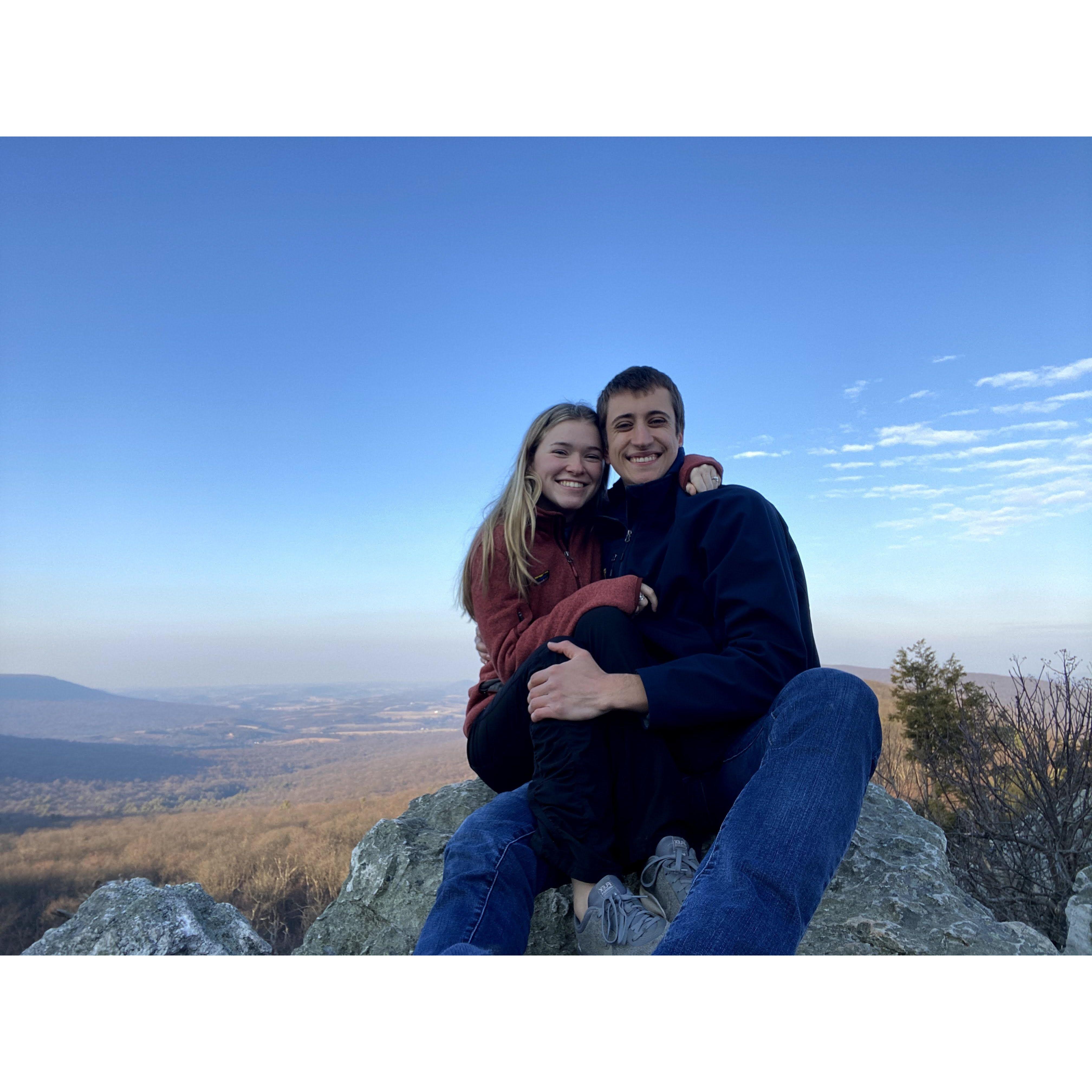 we love to go hiking together! (this is @ Hawk Mountain, 2021)