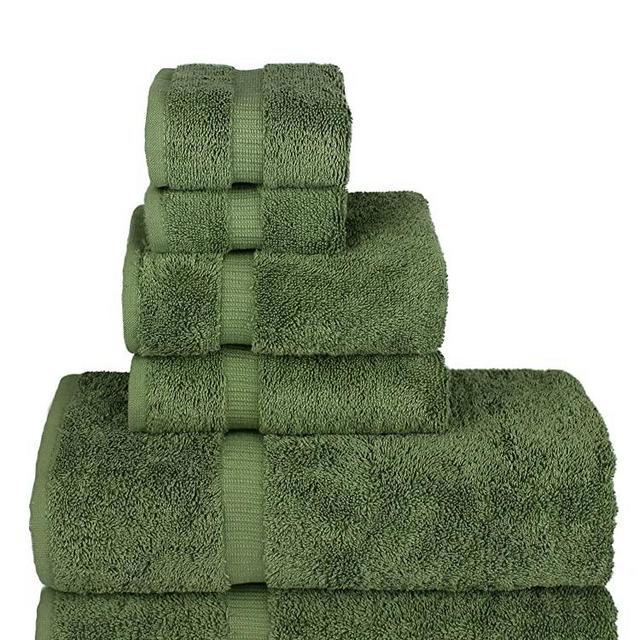 Chakir Turkish Linens Luxury Spa and Hotel Quality Premium Turkish Cotton 6-Piece Towel Set (2 x Bath Towels, 2 x Hand Towels, 2 x Washcloths, Moss)