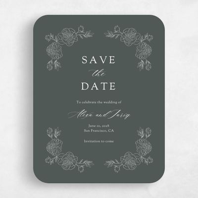 Green Rounded Wedding Save the Date - Mauve Portrait
