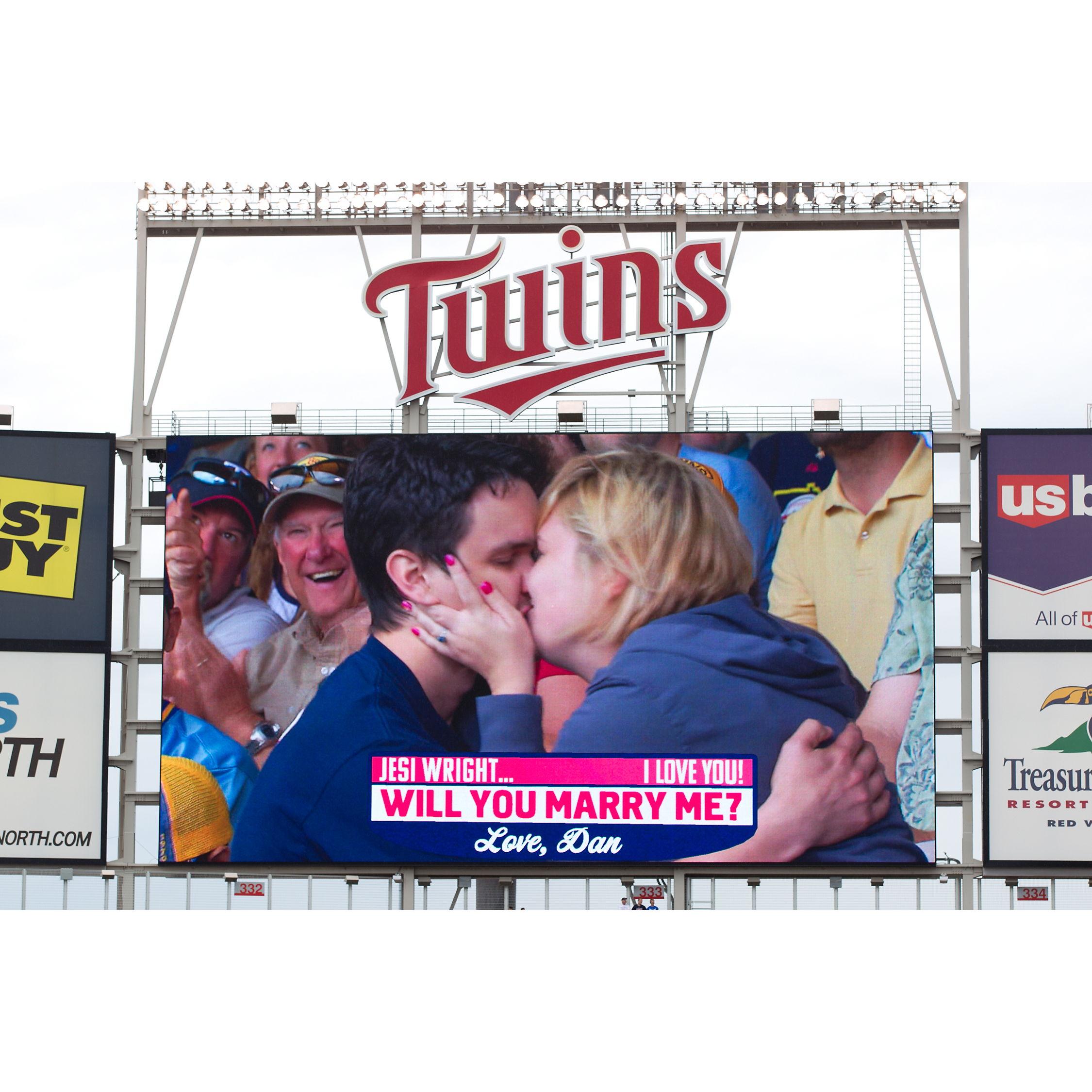 Our first kiss as an engaged couple