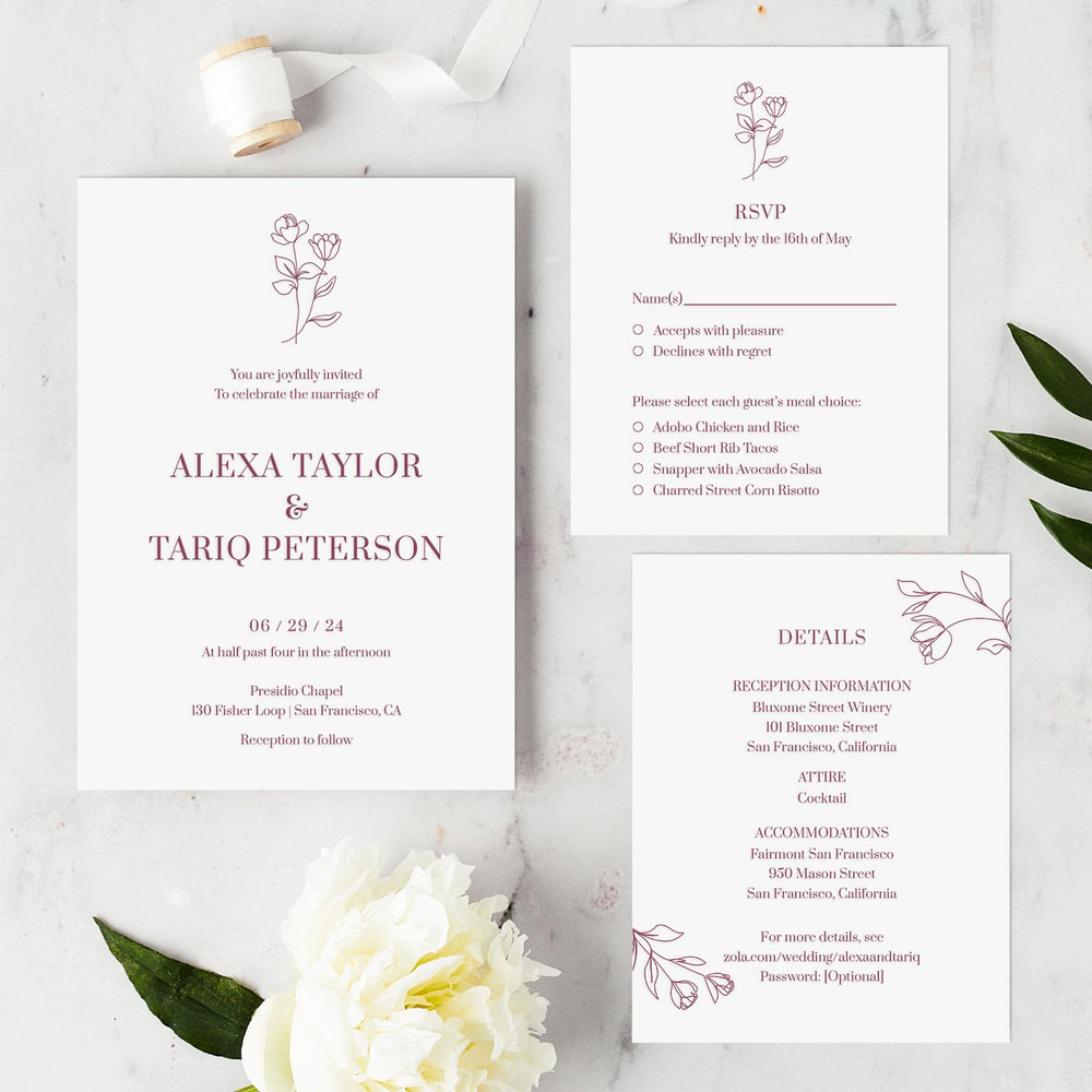 Maywood Stamp Letterpress | Sage | Zola Wedding Invitations