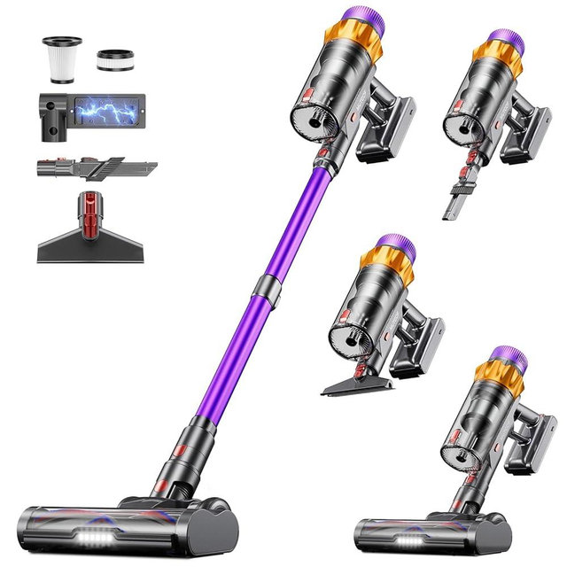 Cordless Vacuum Cleaner 55KPa 650W Max 70 Mins Vacuum Cleaner for Home, Wall mount Charging Dock, Self-standing Vacuum Cleaner with Scented Tablet, Anti-tangle Stick Vacuum for Pet Hair/Carpets/Floors