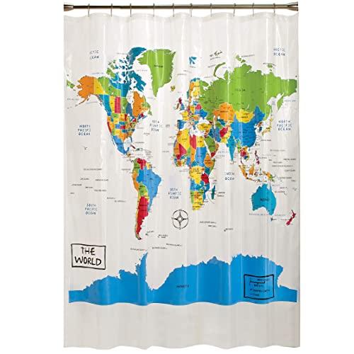 SKL HOME by Saturday Knight Ltd. E2149518102001 World Map Shower Curtain, 70x72 inches, Multicolored