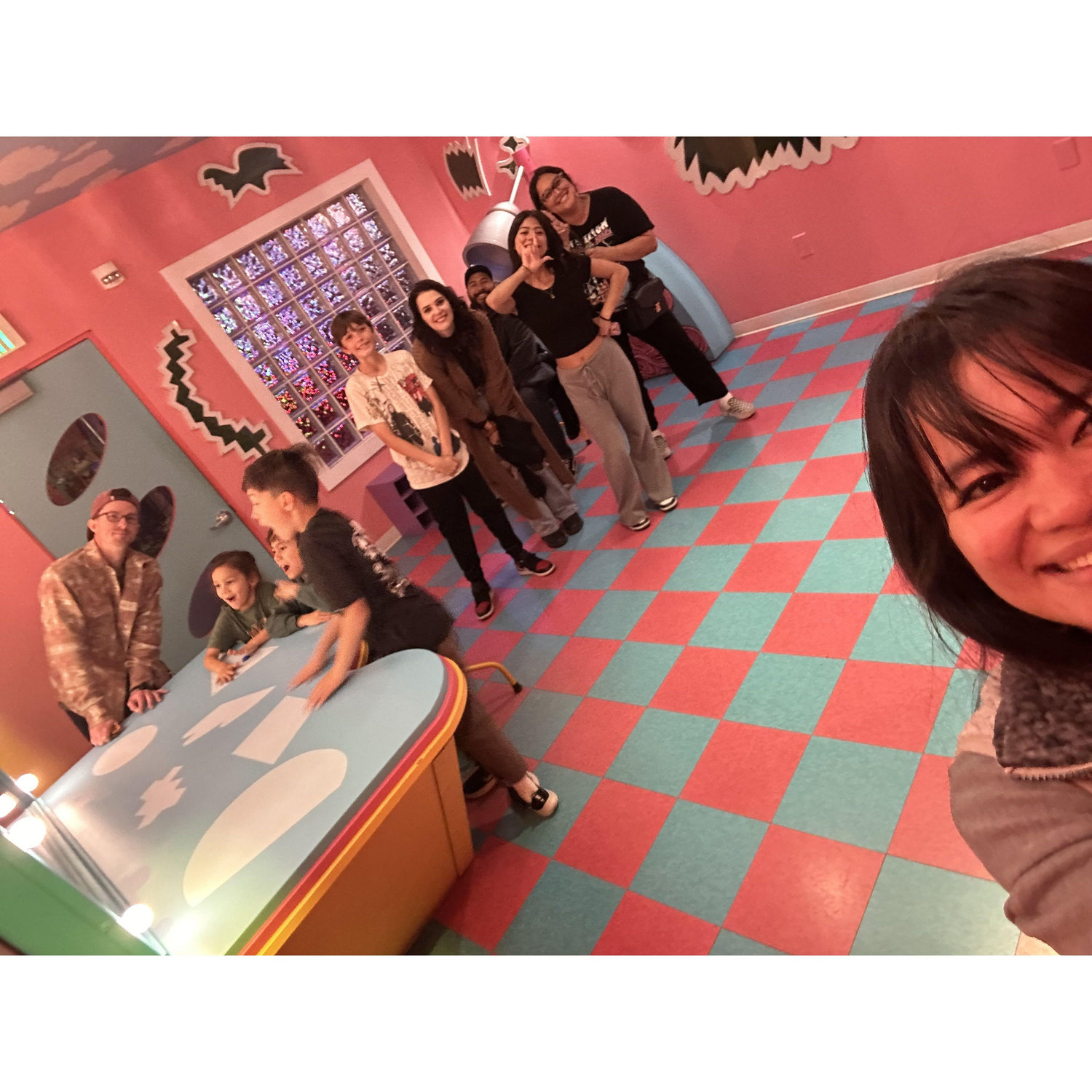 Get together at Meow Wolf with friends we met during our family travels