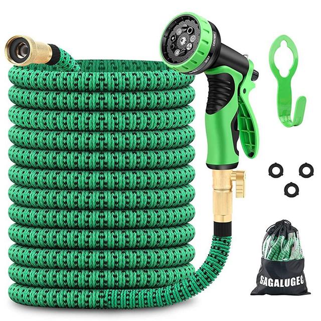 GAGALUGEC 50ft Expandable Garden Hose with 9 Function Nozzle, Leakproof Lightweight Retractable Water Hose with Solid Brass Fittings, Extra Strength 3750D Durable Gardening Flexible Hose Pipe