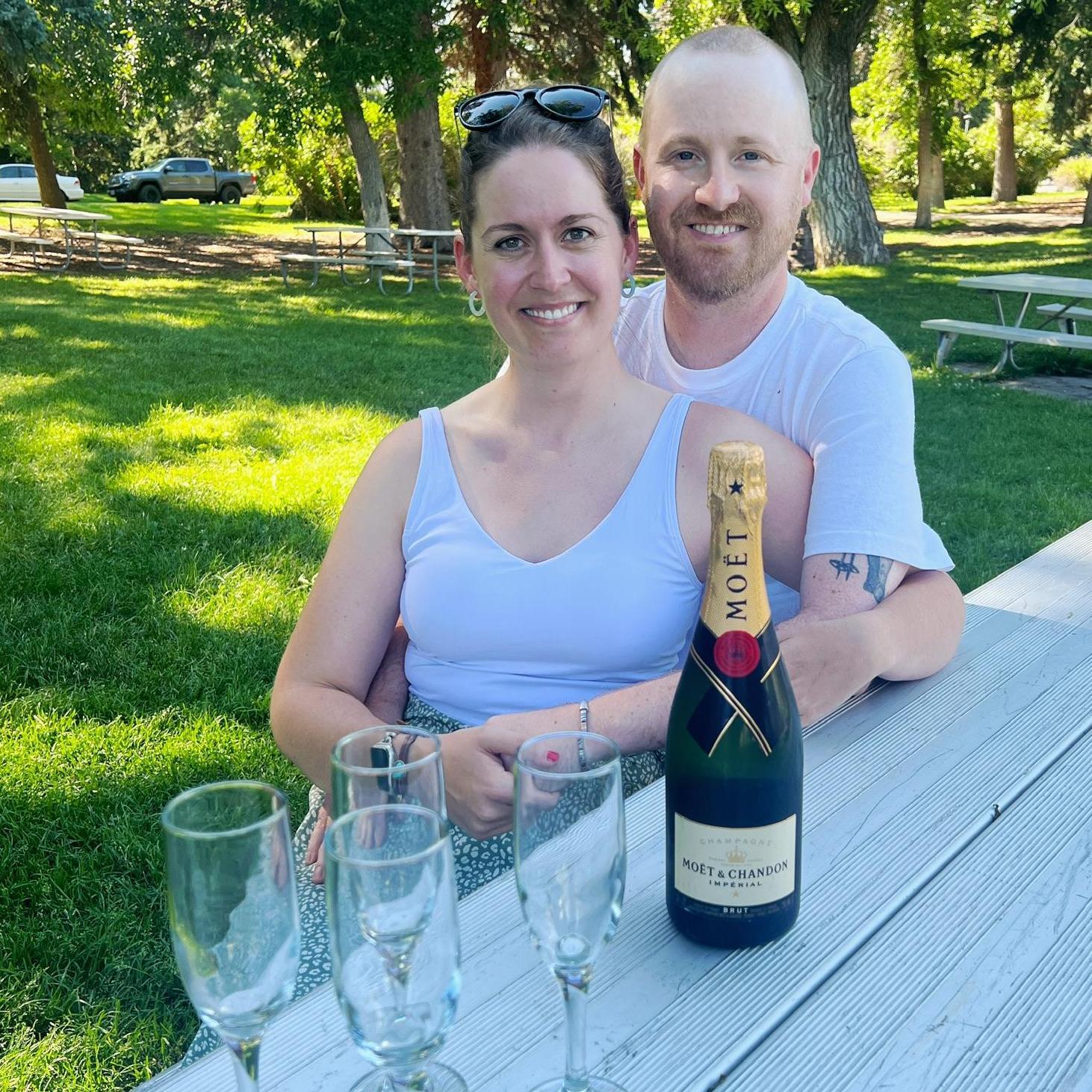 Summer 2024 - Toasting with Alaine's family! Many bubbles have been consumed, with so many more bottles to go!