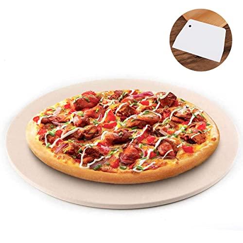 Pizza Stone, Round Pizza Stone for Grill and Oven, Making Pizza, Steak, BBQ, 0.23" Thick inch Cordierite Pizza Pan,Cooking & Baking Stone,Durable Certified Safe and Heated Evenly (10.23" x 10.23")