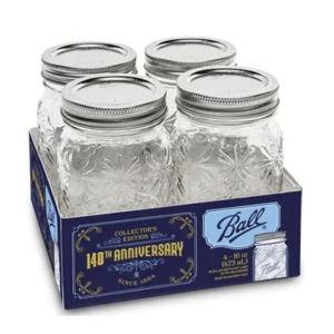 Ball 140th Anniversary Regular Mouth Commemorative Jar 1 pt 4 pk