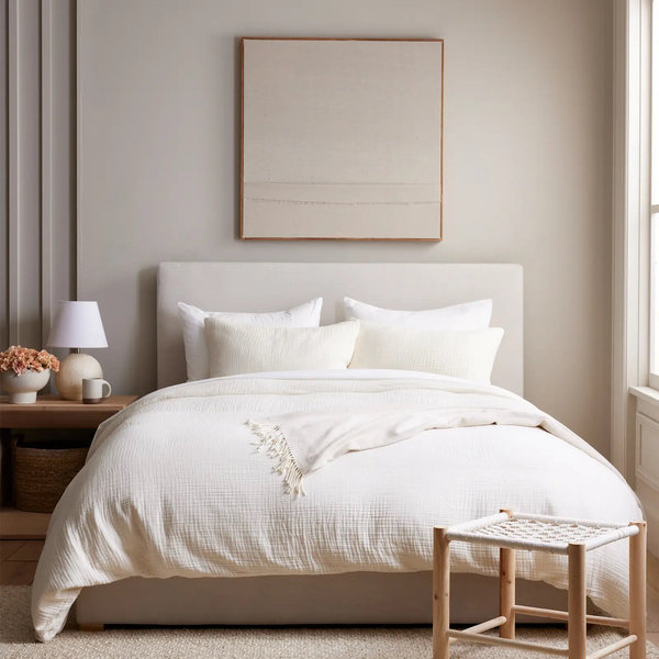 Organic Airy Gauze Duvet Cover Set - Undyed, King/Cal King