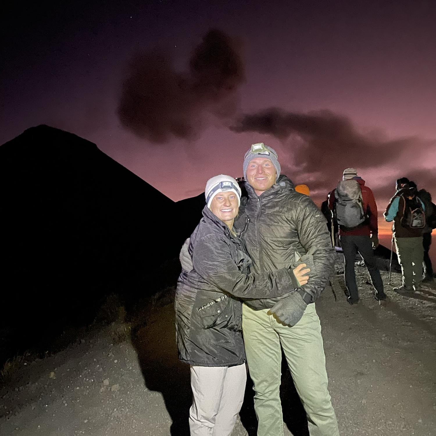 Night before we got engaged—hiking an active erupting volcano in Guatamala🌋