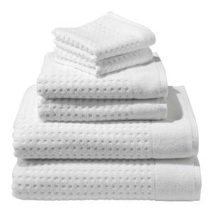 LLBean White Waffle Cotton Towel Set