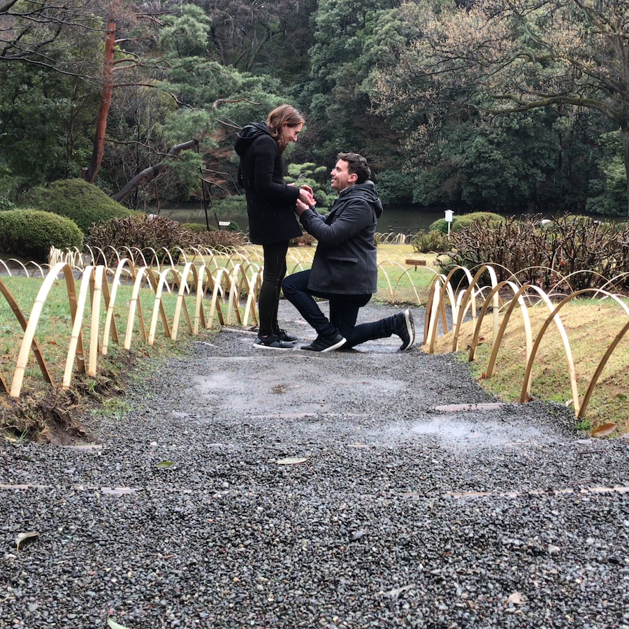 The moment we got engaged in Tokyo!