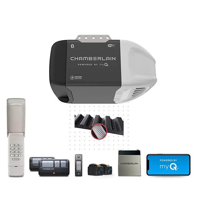 CHAMBERLAIN B2215T Garage Door Opener with Battery Backup, Black