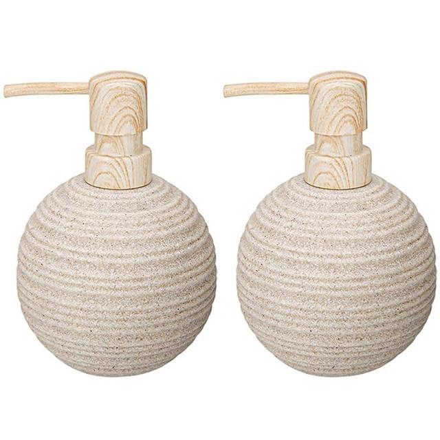 Resin Soap Dispenser Set, 2 Pack Hand Soap and Dish Soap Dispenser, Liquid Soap Dispenser for Bathroom Countertop, Dish Soap Dispenser for Kitchen, Modern Elegant Matte Beige Soap Dispensers