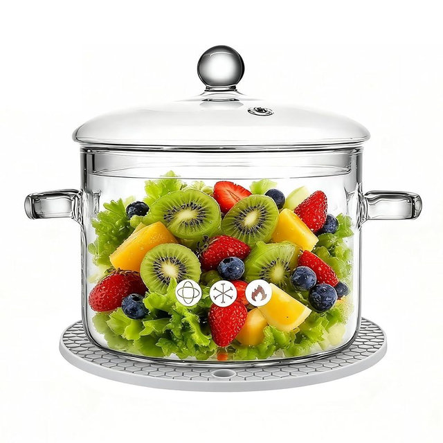 Yovexal Clear Glass Pot, 1.5L, Cooking Pot with Lid and Handle, Clear Saucepan, Resistant Borosilicate Pot, Glass Saucepan for Cooking On Stove, Stovetop Simmer Pot (50oz)