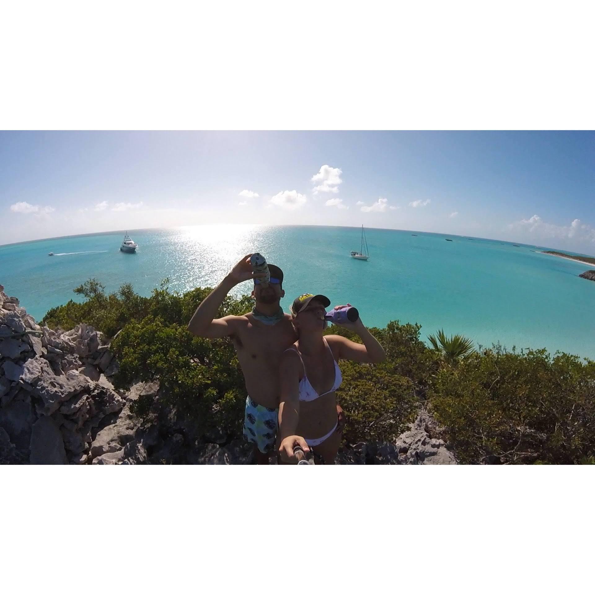 Cheersing at Top of the World, Exuma - March 2020