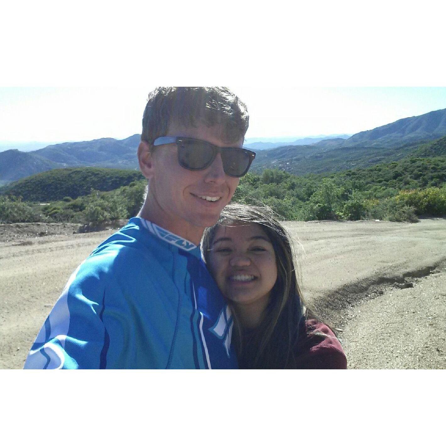 This was one of the first photos we took together, the first time we rode up and over Four Peaks (where we got engaged two years later)!