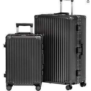 Luggage Sets 2 Piece Aluminum Frame Carry On and Checked Suitcase