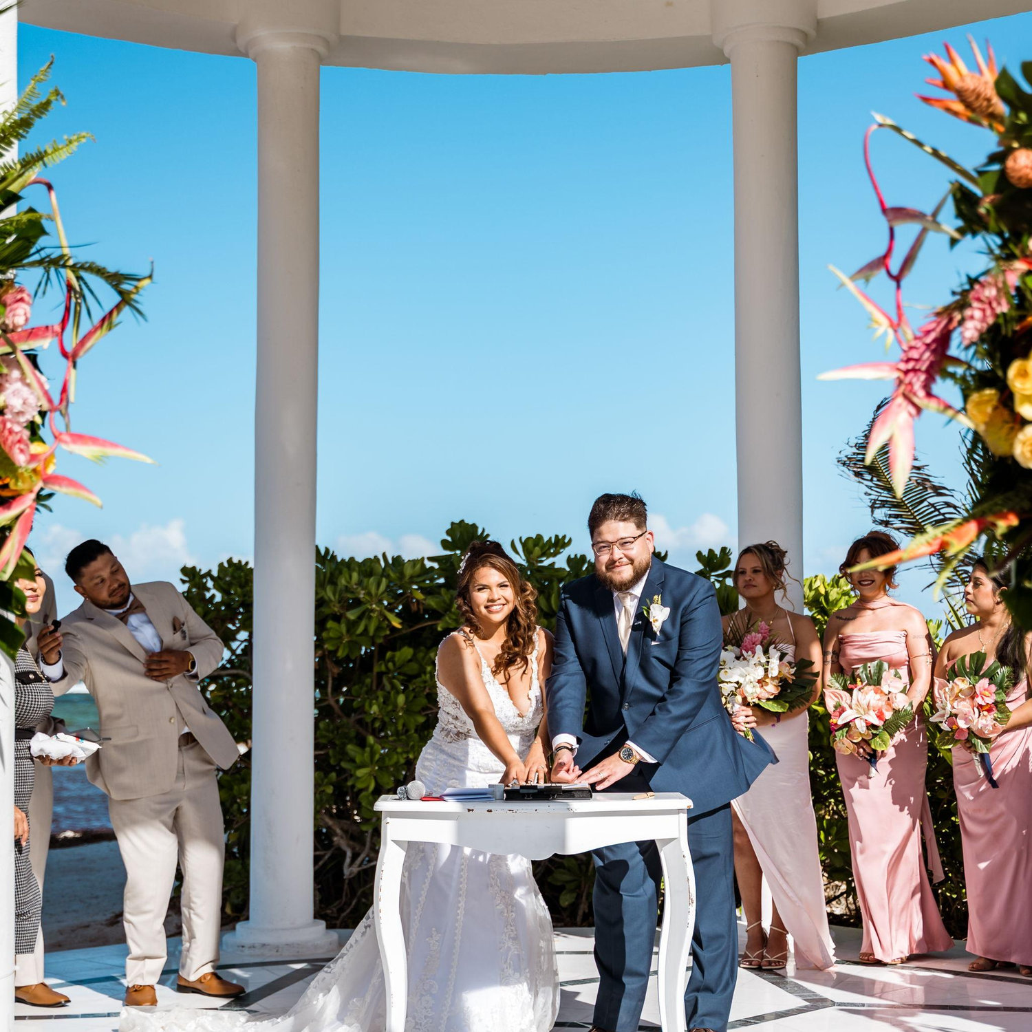 Signing marriage certificate