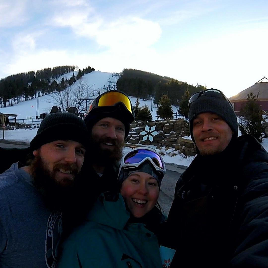 Snowboarding with friends 
January 2019
