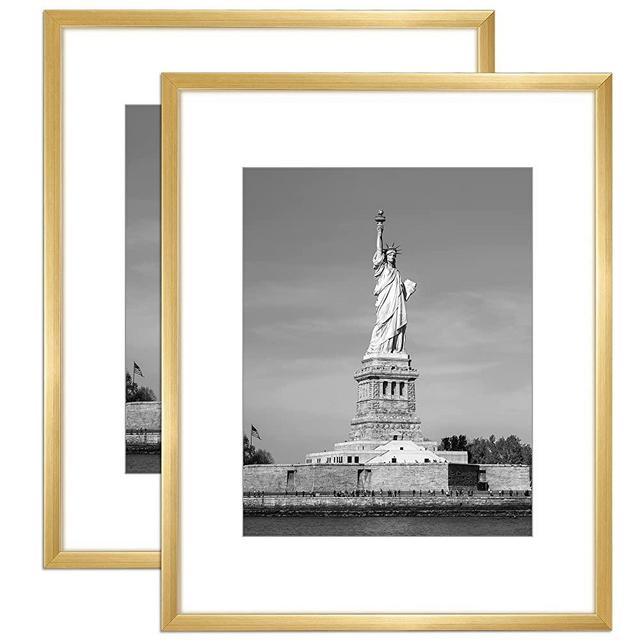 ENJOYBASICS 16x20 Picture Frame Gold Poster Frame, Display Pictures 11x14 with Mat or 16x20 Without Mat, Wall Gallery Photo Frames, 2 Pack