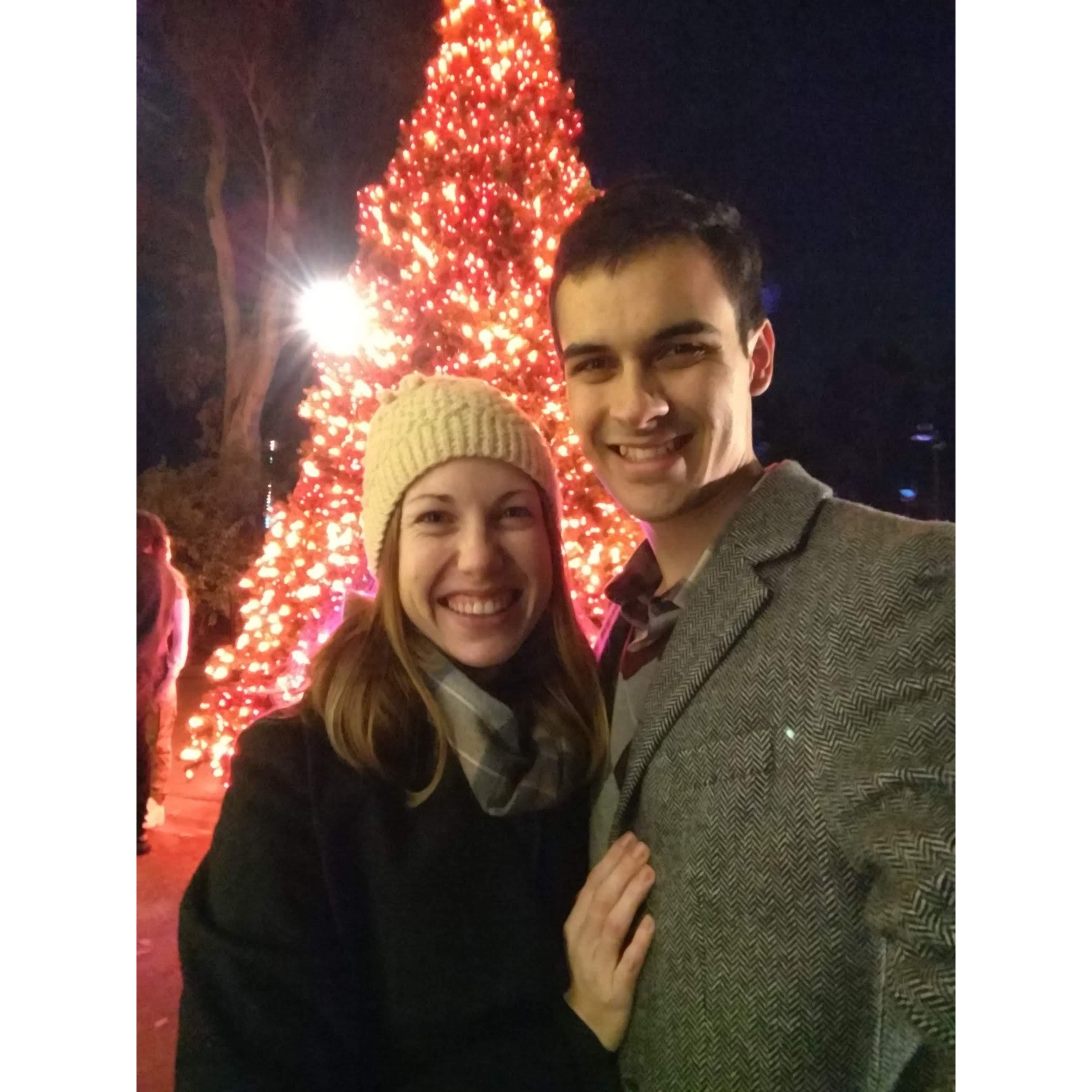 One of our first selfies together, at the LA Zoo Lights, just hours before we said "I love you" 💗 (December 2019)