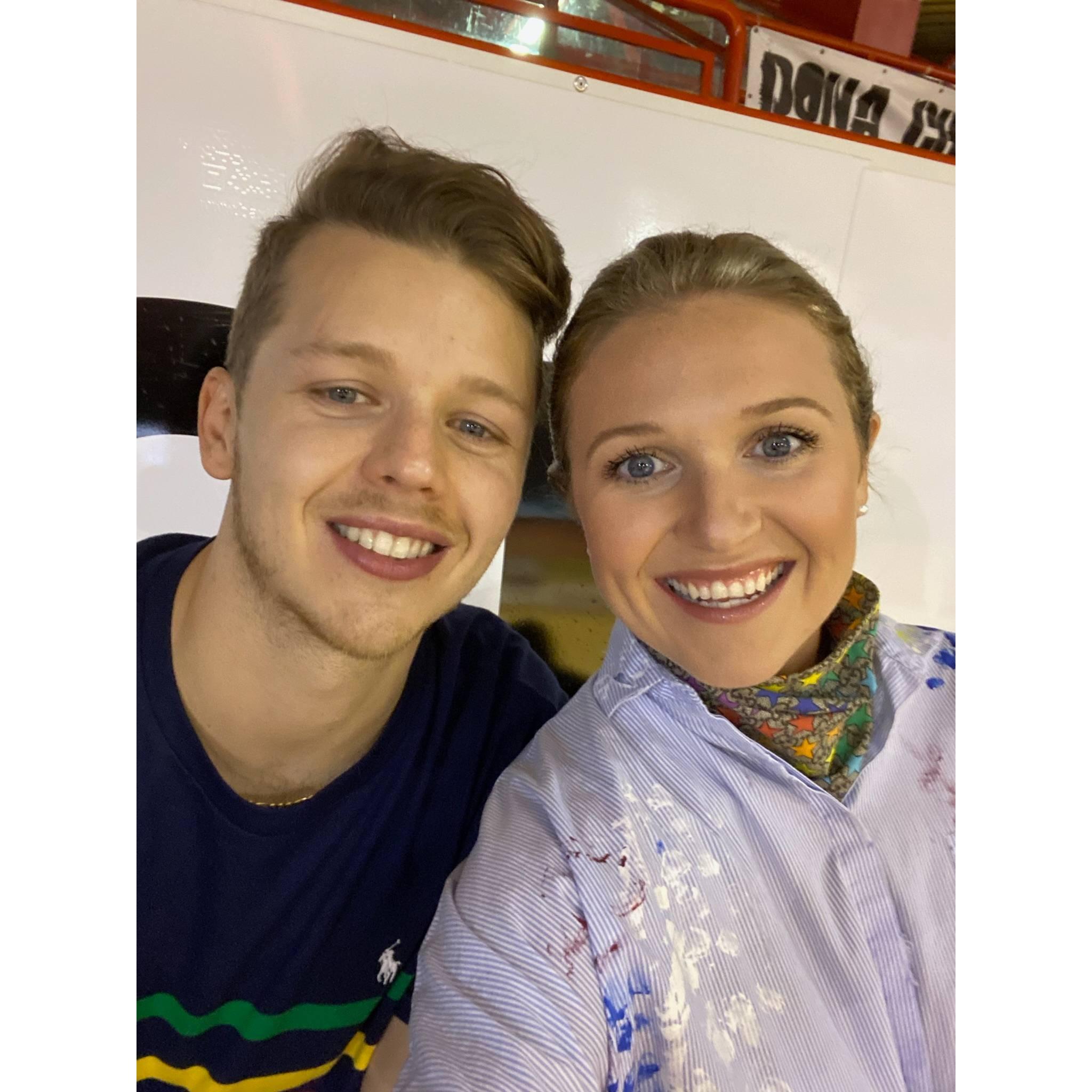 At a roller hockey game in Bassano del Grappa (Marco's favorite team).