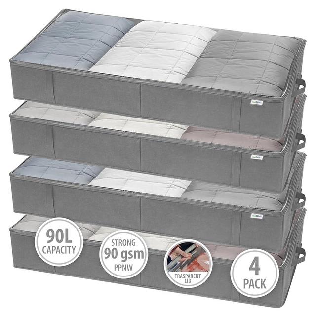 StorageExpert Closet Organizers and Storage - Maximize Space with Under Bed Storage Containers & Clothes Storage - Ideal Closet Storage, Toy Storage Organizer & Underbed Storage (Grey, 4 Pack)