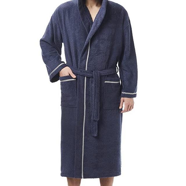 Arus Men's Hooded Classic Bathrobe Turkish Cotton Robe with Full Length Options