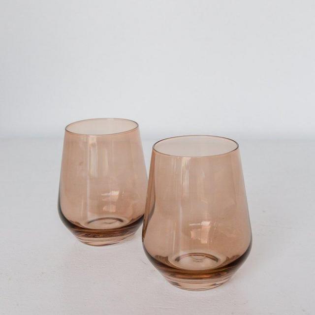 Estelle Colored Wine Stemless - Set of 2 {Amber Smoke}