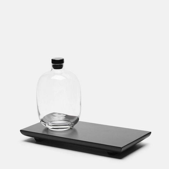 Whiskey Decanter and Black Serving Tray