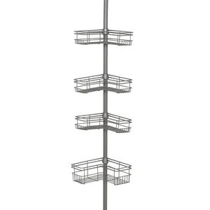 Zenna Home 2130NN, Tension Corner Pole Caddy, Satin Nickel