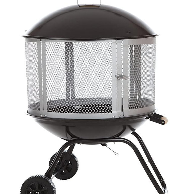 Bessemer 01471 28" Patio Fireplace, Black and Silver