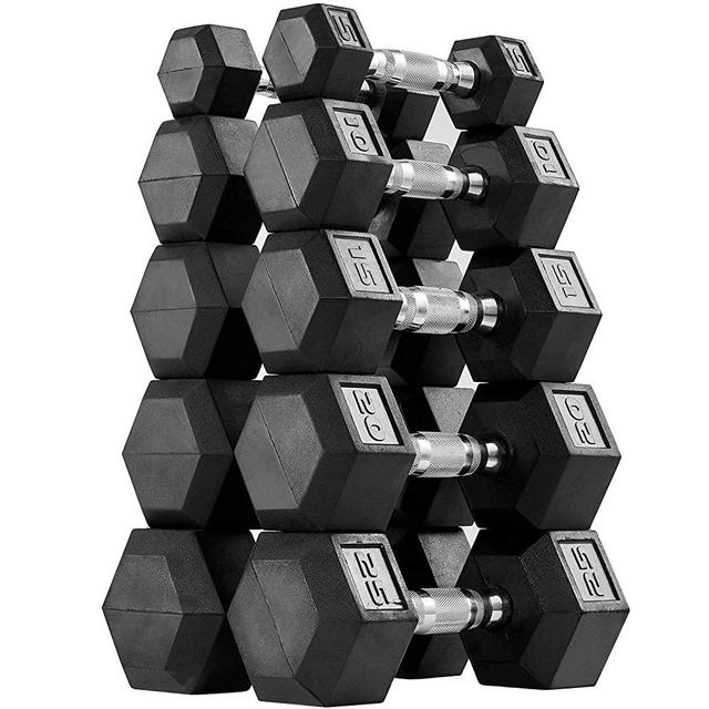 AMGYM Hex 150lbs Dumbbell Set Rubber Encased, Dumbbell Weight Set Sold in A Pair of 5 10 15 20 25 lbs