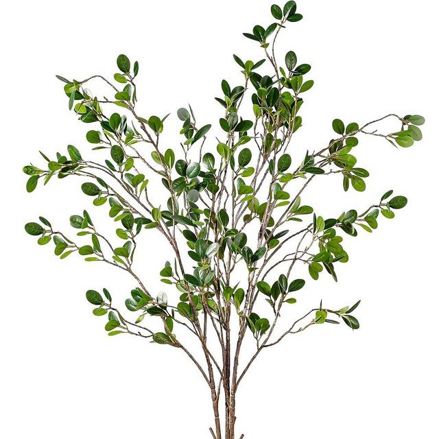 Sggvecsy 43’’ 3Pcs Artificial Ficus Branches Faux Leaf Spray Green Eucalyptus Branches Artificial Greenery Stems Fake Ficus Twig Plants for Home Office Wedding Vase Filler Shop Decoration